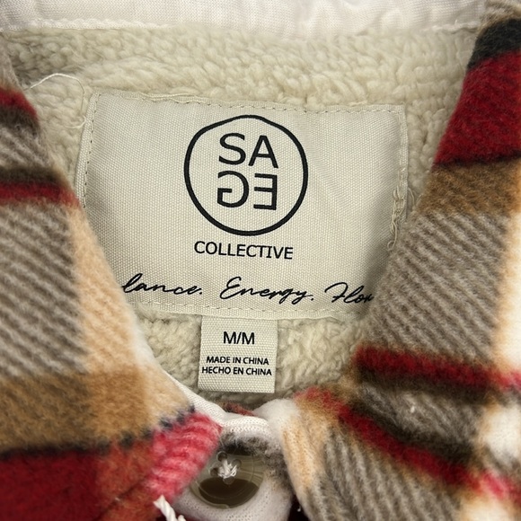 Sage Ladies' Plush Plaid Shirt Jacket Red - Picture 9 of 10